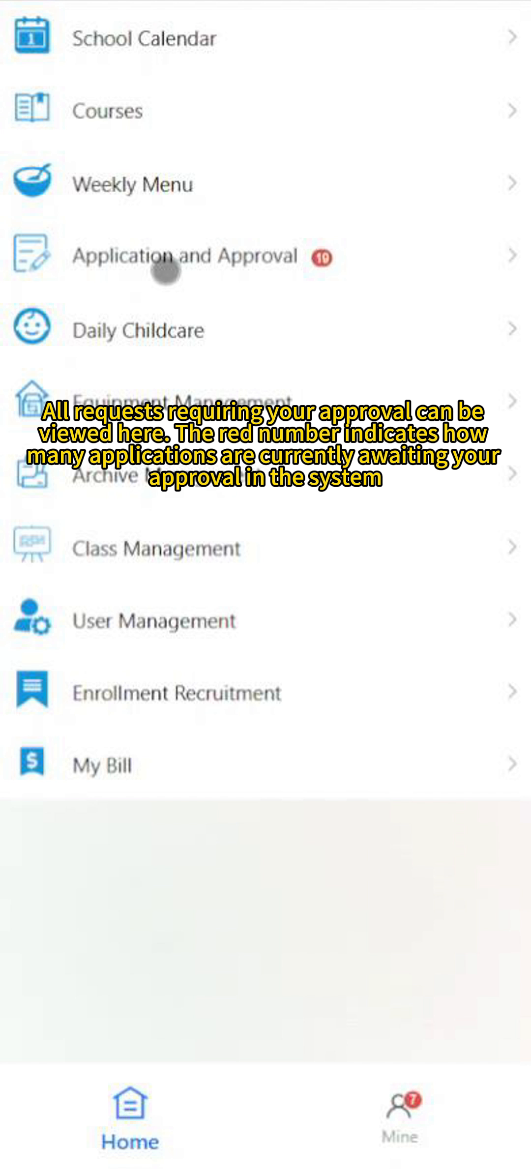 Preschool Management System - Approval of Various Requests