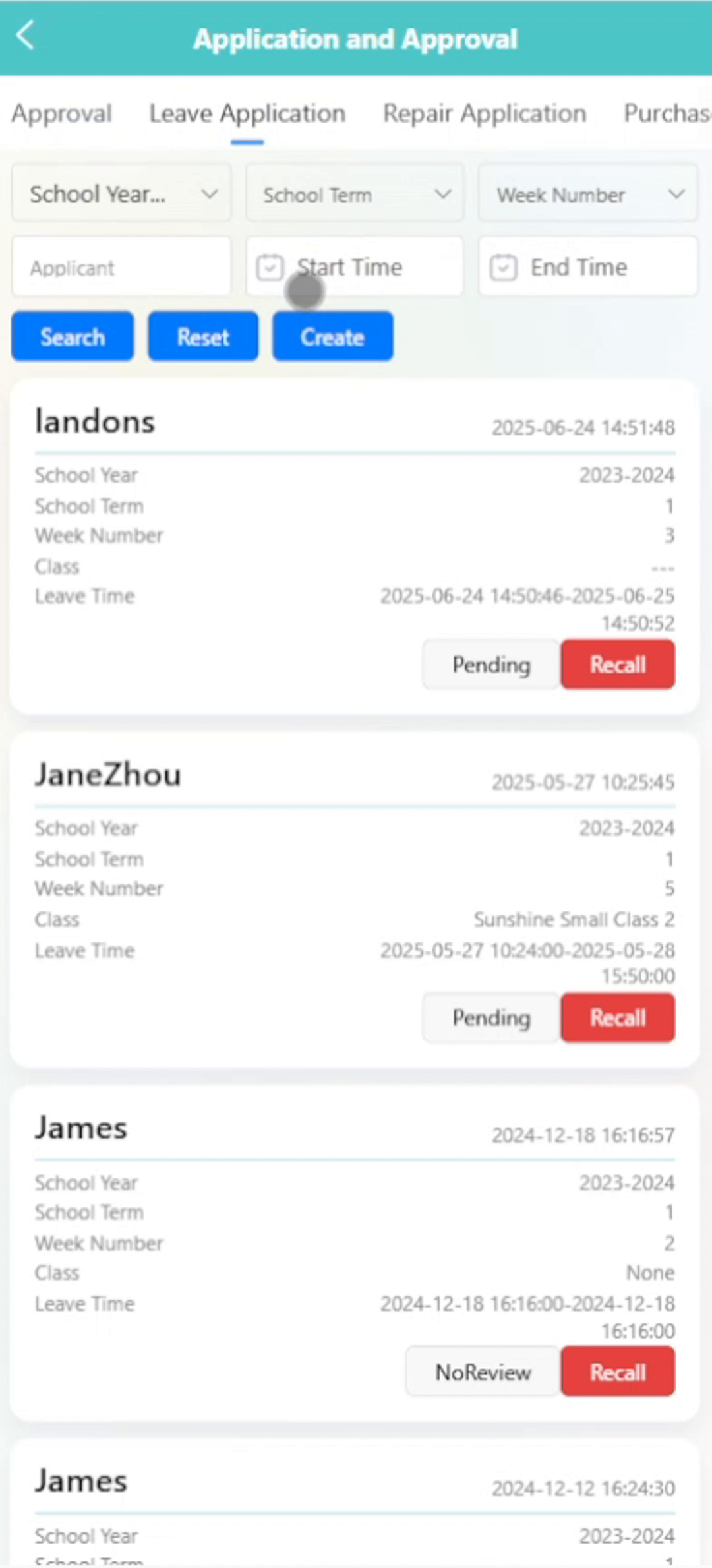 Preschool Management System - Leave Requests