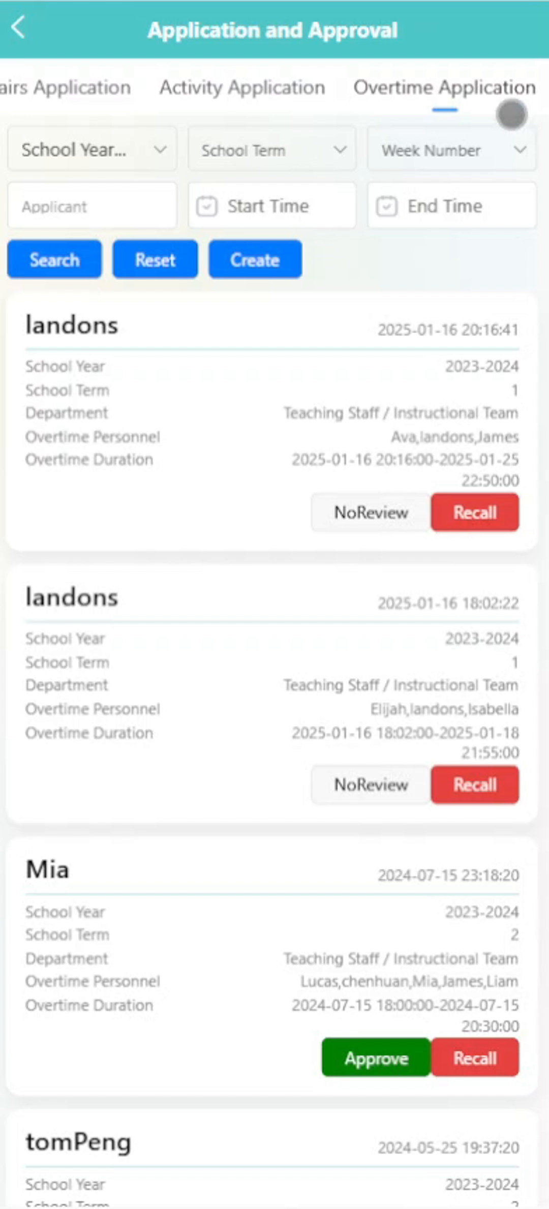 Preschool Management System - Overtime Requests