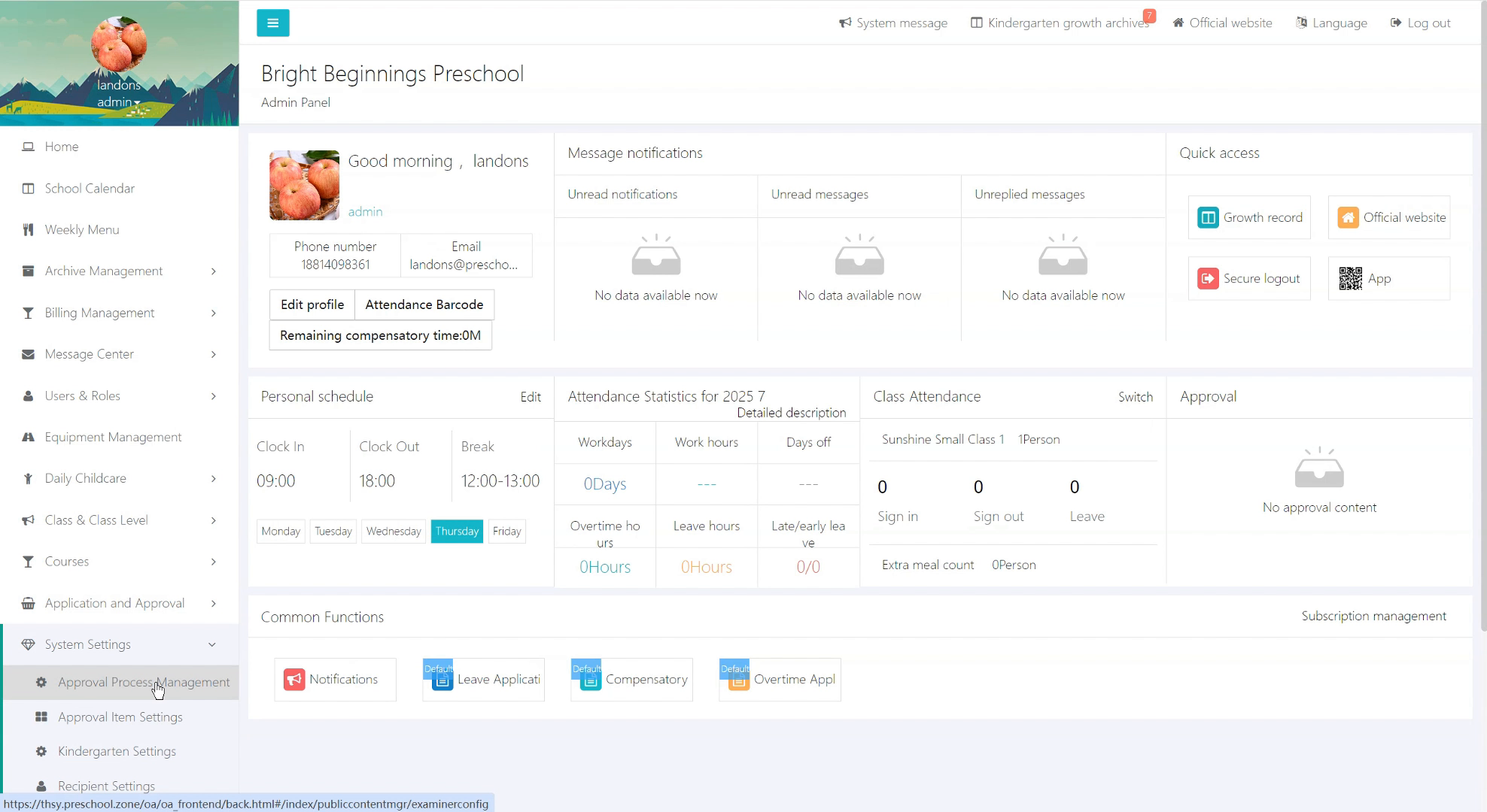 Preschool Management System - Approval Workflow Setup