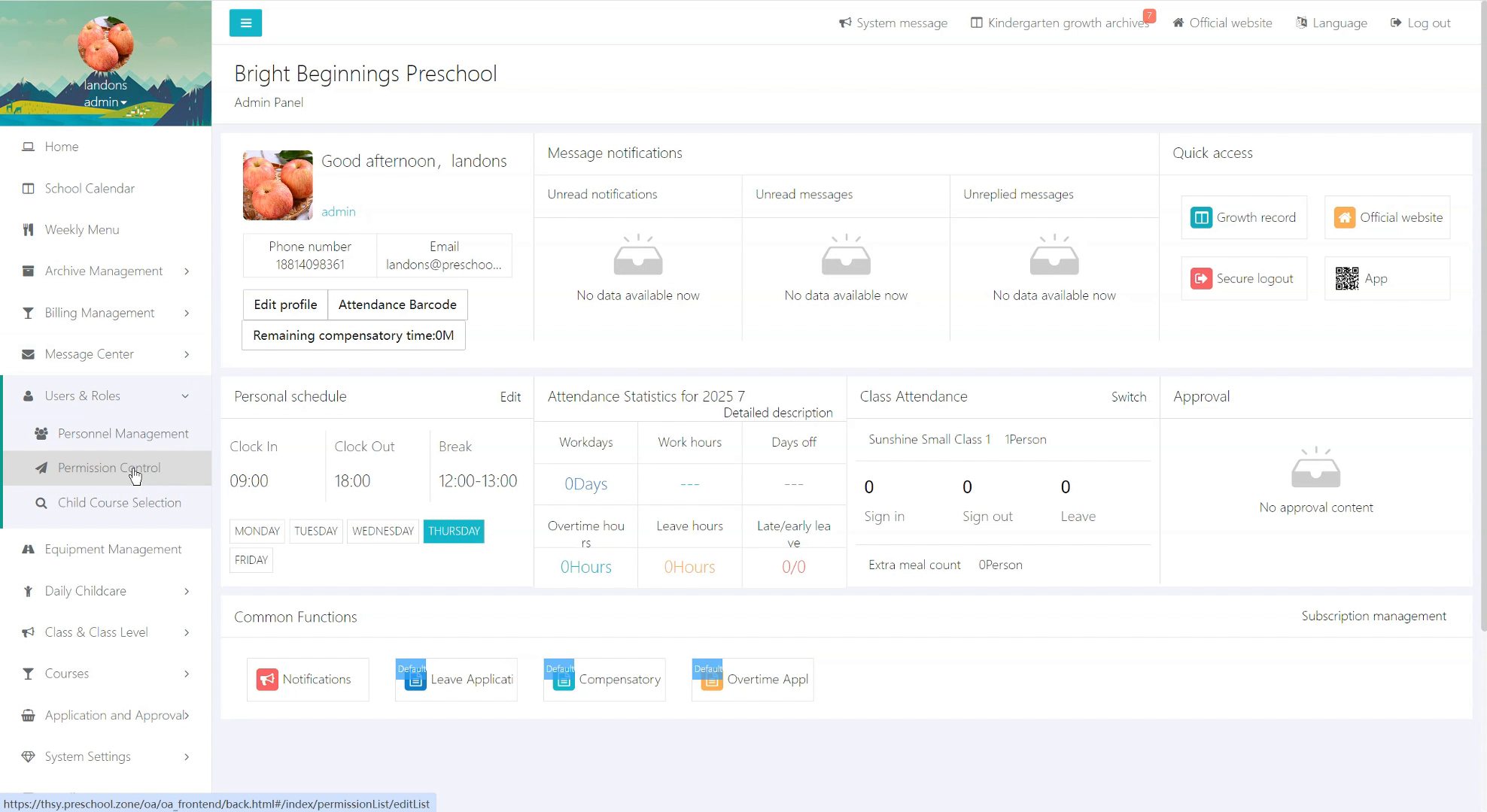 Preschool Management System - Role Authorization